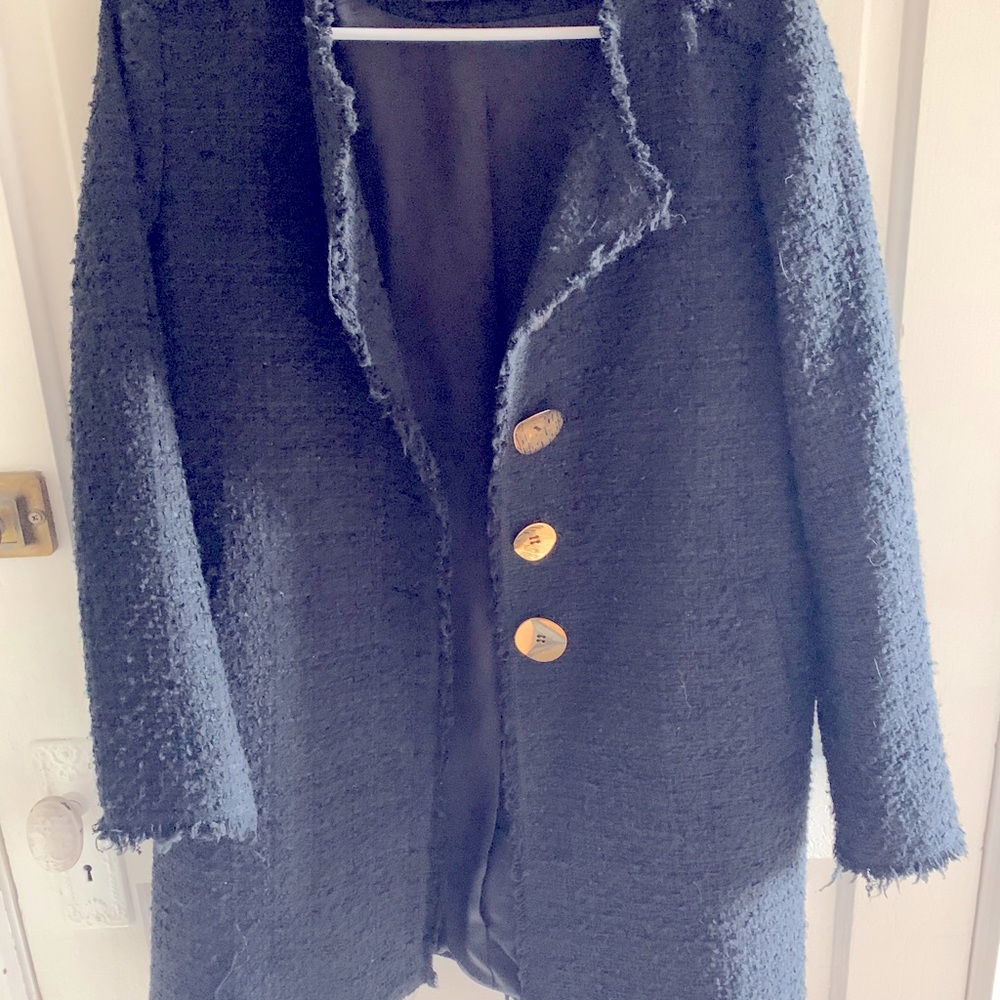 Black Zara lightweight distressed peacoat